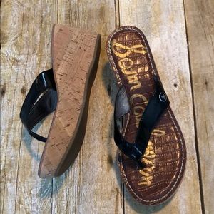 Sam Edelman black patent wedges